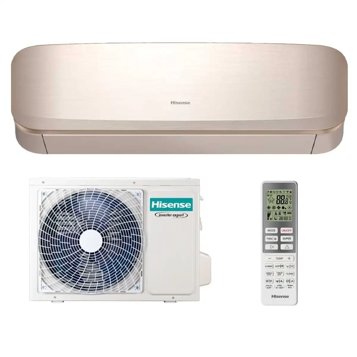 Gaisa siltumsūknis Hisense FRESH AIR ar CO2 devēju un tālvadības pulti, energoefektīva ventilācija.